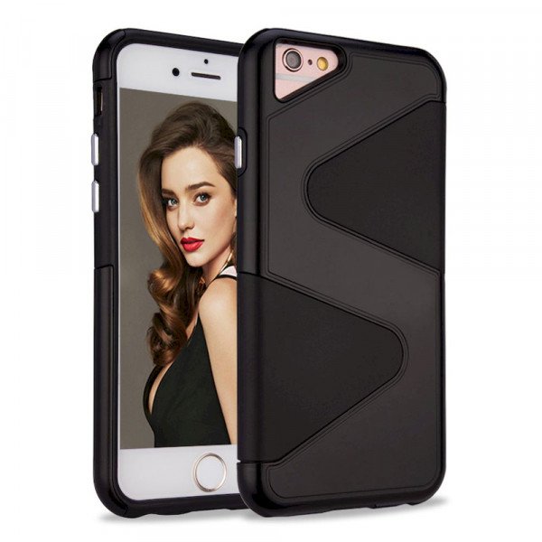 Wholesale iPhone 7 Plus S Style Hybrid Case (Black)